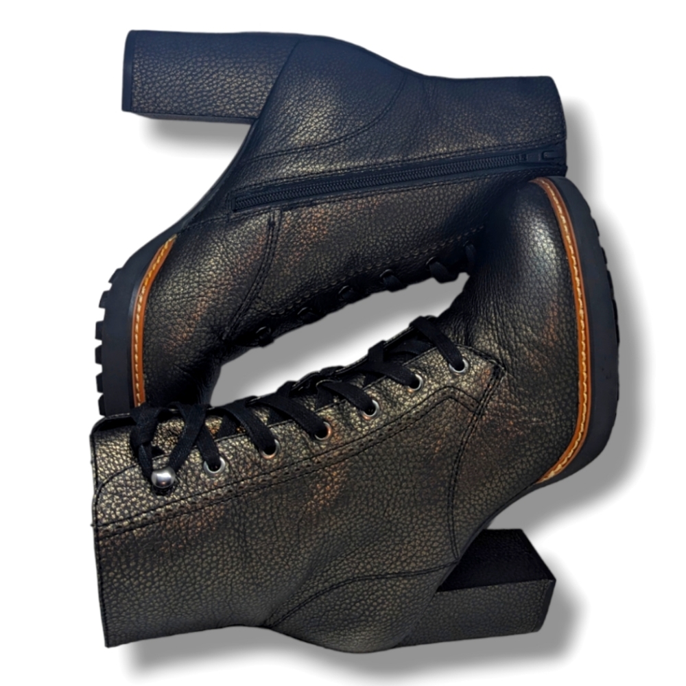 Naturalizer | Callie Black Metalic Leather Heeled Ankle Boot Women's Size 9.5W - Picture 4 of 7